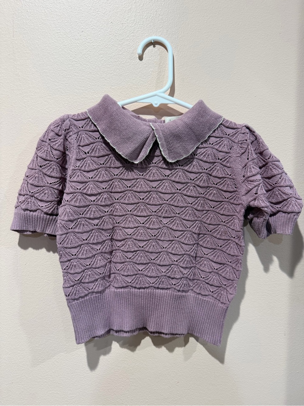 Misha And Puff Lavender Eyelet Polo Knit Top